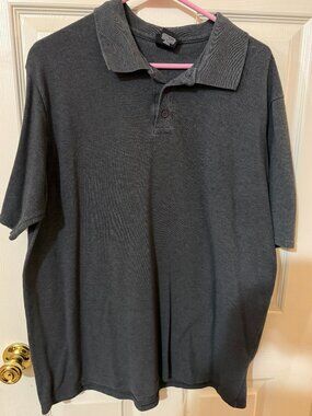 Hanes Men’s Charcoal Gray Short Sleeve Polo Shirt Size XL SKU078
